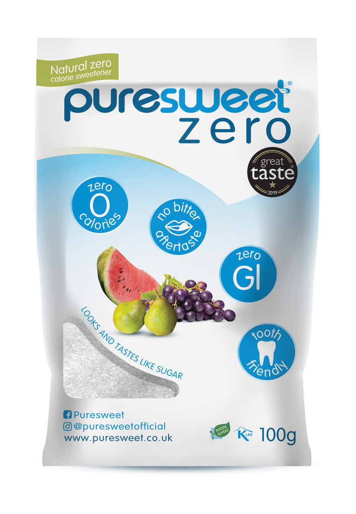 Puresweet Zero® 100% Natural Zero Calorie Sweetener 100g, No bitter aftertaste, Diabetic Friendly, Tooth Friendly, Vegan, Non GMO.